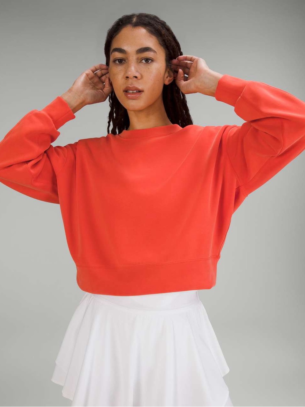 Lululemon Softstreme Perfectly Oversized Cropped Crew Sweatshirt Size 6 - Picture 2 of 7